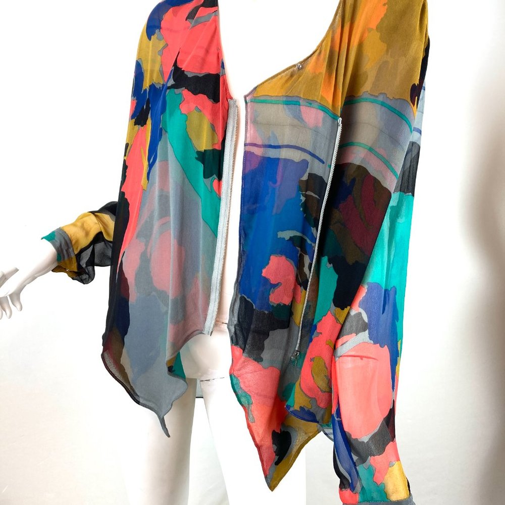 Tracy Reese Silk Oversized Sheer Blouse